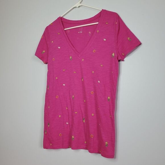 A New Day Target M T Shirt Magenta Pink Mini Fruit Pineapple Banana Melon - Picture 1 of 12
